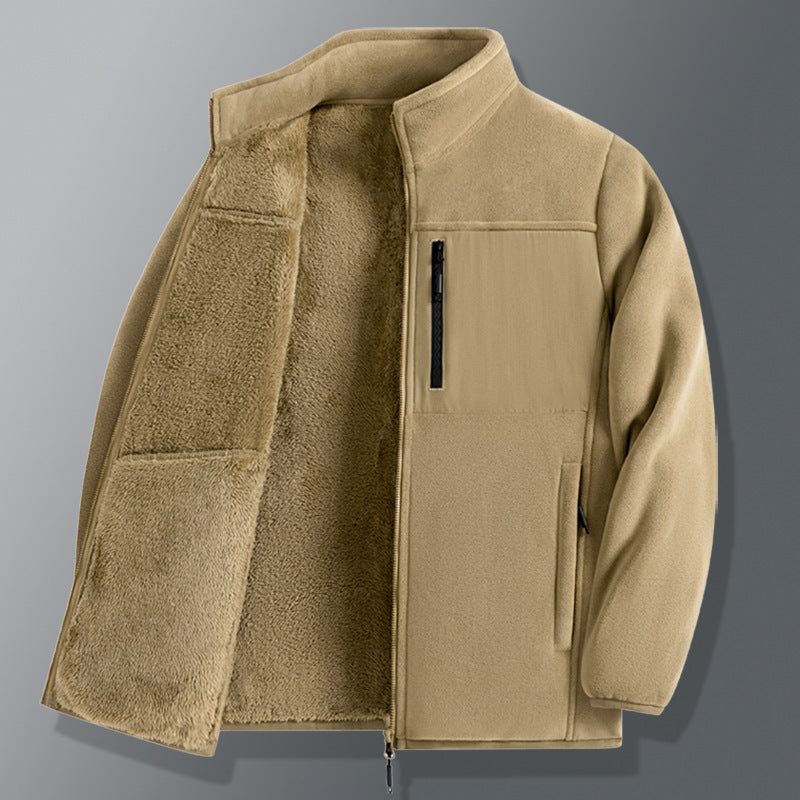 Herren funktionale Thermo-Fleecejacke mit weichem Teddyinnenfutter, Brustreißverschlusstasche und Zweiwege-Reißverschluss Drune