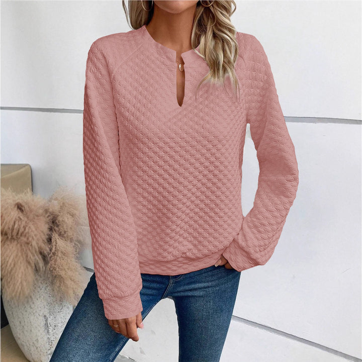 Damen Gequilteter Stepppullover mit V‑Schlitz und strukturierter Rautenoptik Drune