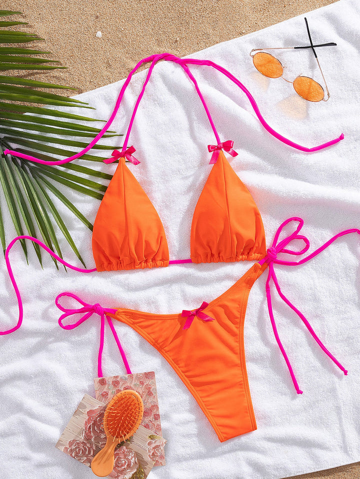 Damen Triangel-Bikini mit verstellbaren Schnürungen Drune