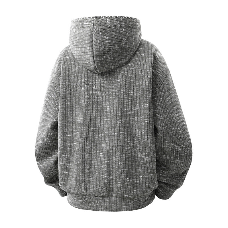 Herren Gepolsterte Strickoptik‑Kapuzenjacke mit Thermofutter und Zwei‑Wege‑Reißverschluss Drune