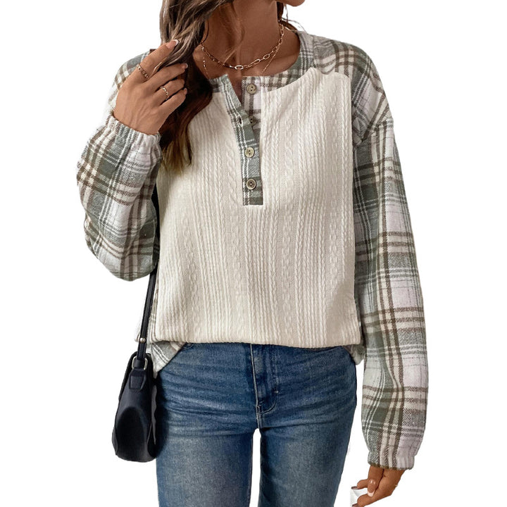 Damen Langarm Hemd mit Karo-Details Drune