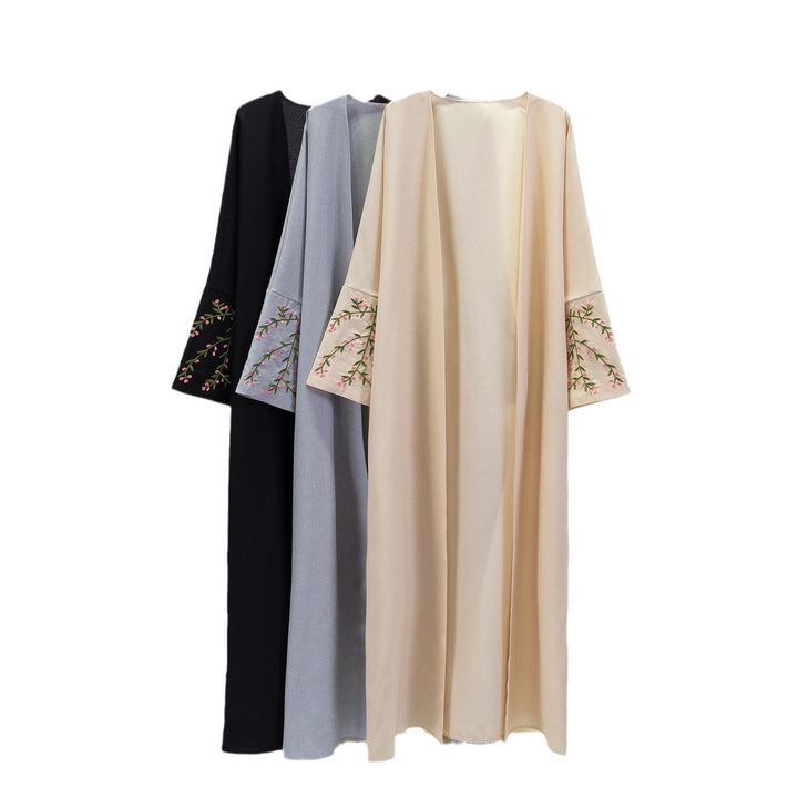 Damen Luxus Kimono Mantel mit feinen Stickdetails Drune