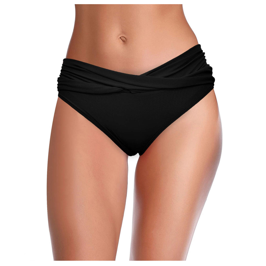 Damen Hochtaillierte Bikinihose mit Raffung Drune