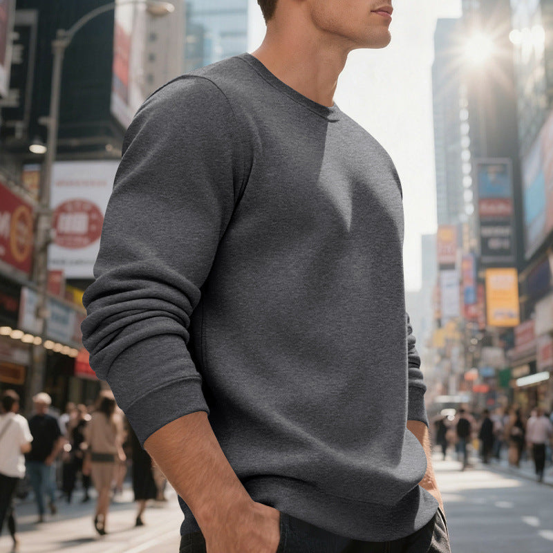 Herren lässiger Rundhals-Sweatshirt aus hochwertigem Baumwollmix mit strukturiertem Material Drune