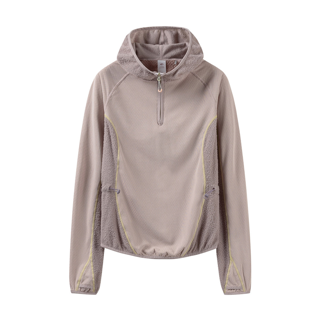 Damen Leichter Kapuzen‑Halfzip mit Sherpa‑Einsätzen und verstellbarem Saum Drune