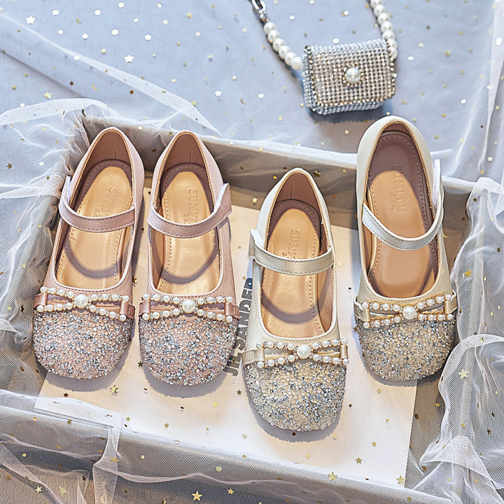 Mädchen Ballerinas mit Perlenschmuck und Glitzer Drune