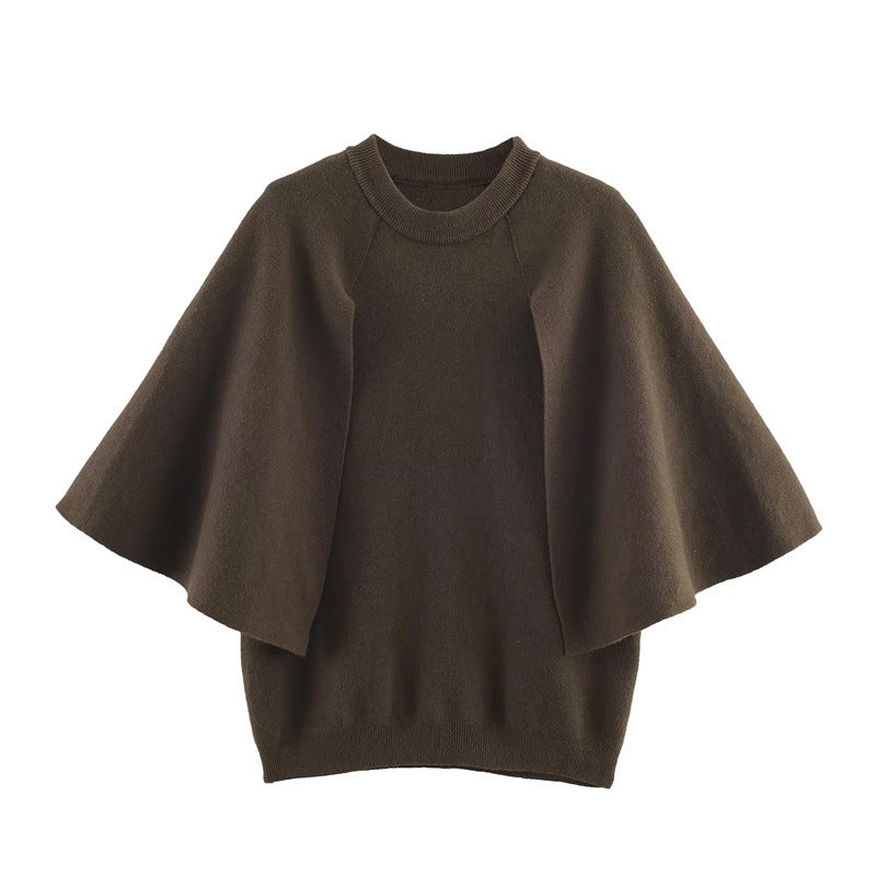 Damen elegantes Oversize-Pullover mit weitem Pfennigkragen Drune