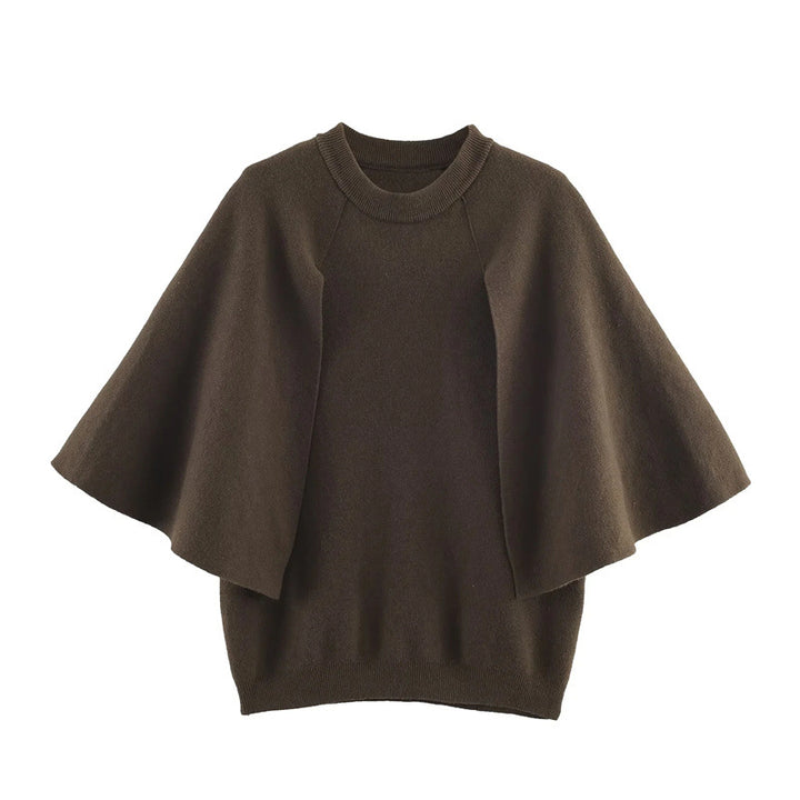 Damen elegantes Oversize-Pullover mit weitem Pfennigkragen Drune