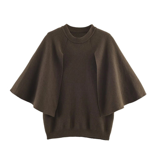 Damen elegantes Oversize-Pullover mit weitem Pfennigkragen Drune