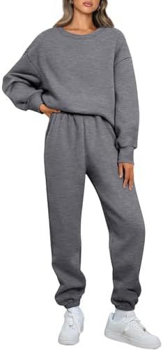 Damen nan Relaxed-Loungewear-Set mit Oversize Rundhals-Sweatshirt und taillierter High-Waist Jogginghose aus French Terry Drune
