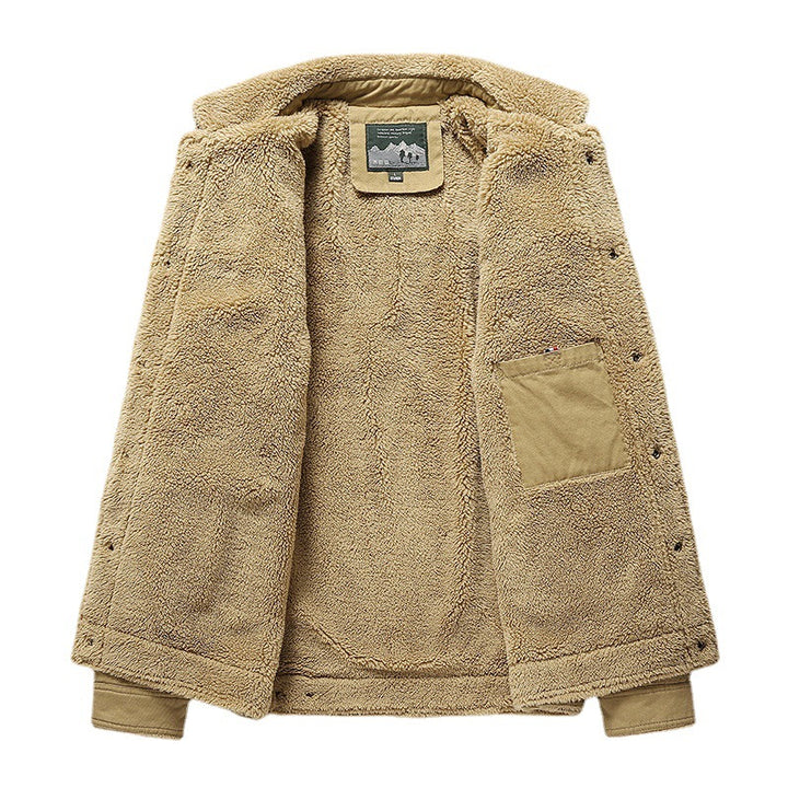 Herren Canvas-Blouson mit vollem Sherpa-Innenfutter, Hemdkragen und Utility-Brusttasche Drune