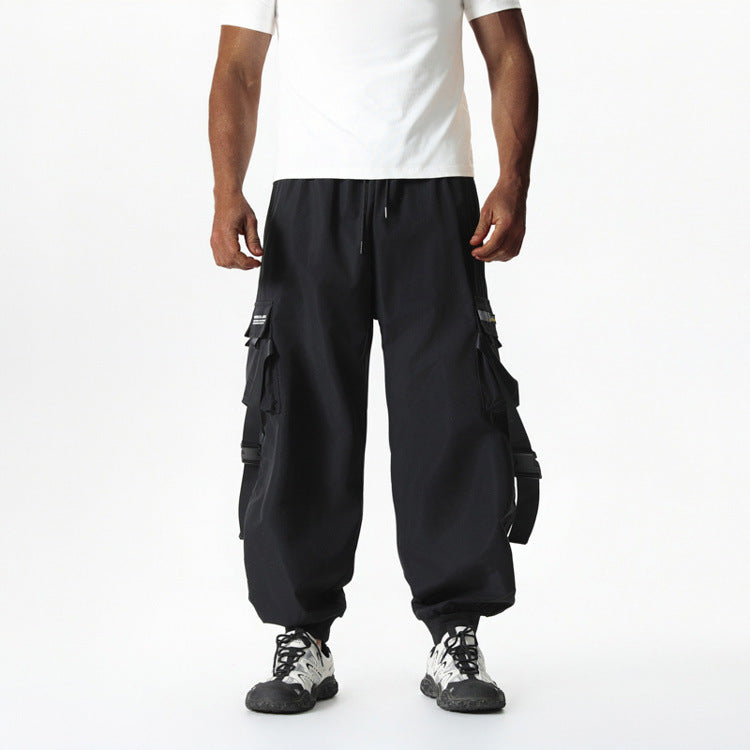Herren Utility-Cargo-Jogginghose mit Tunnelzug, Beinschnallen & Mehrfachtaschen Drune
