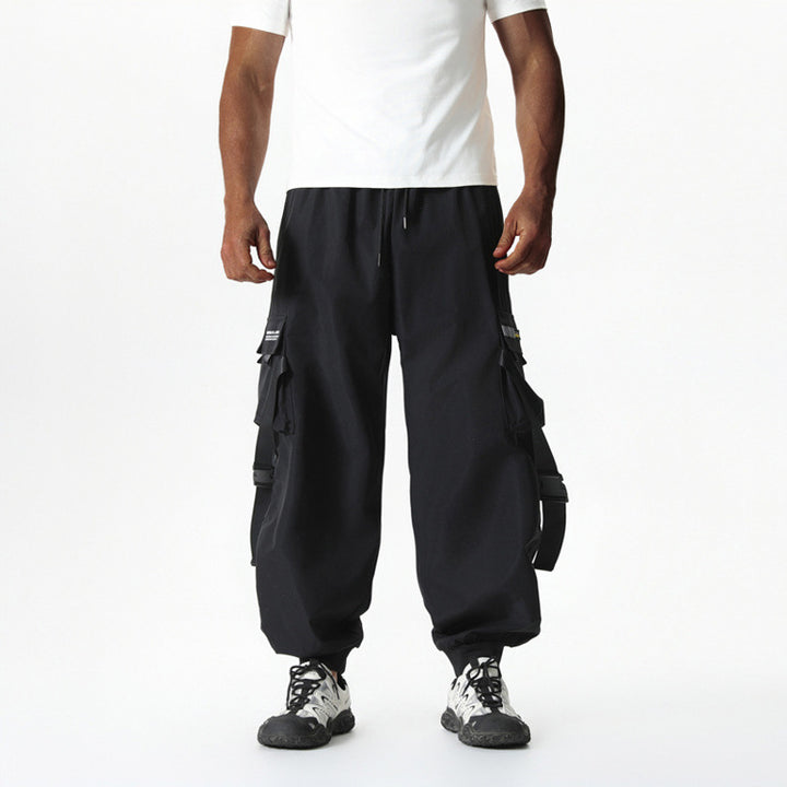 Herren Utility-Cargo-Jogginghose mit Tunnelzug, Beinschnallen & Mehrfachtaschen Drune