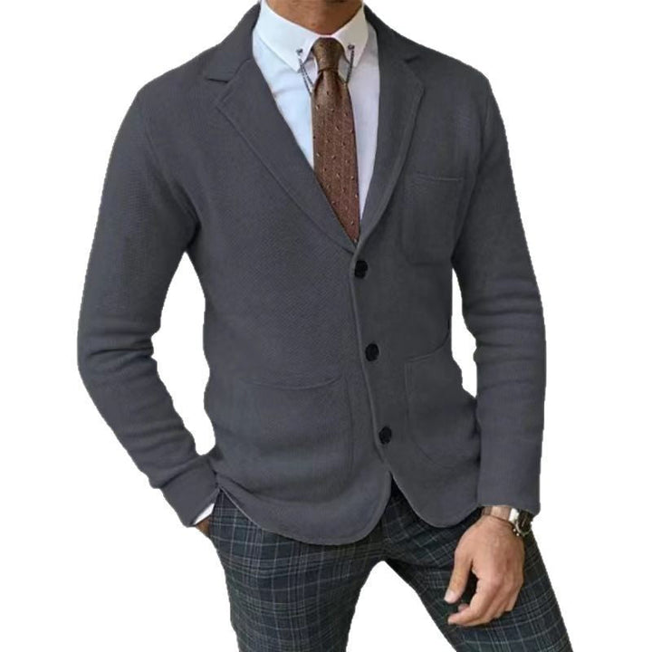Herren lässige Strickjacke mit Knopfleiste und aufgesetzten Taschen Drune