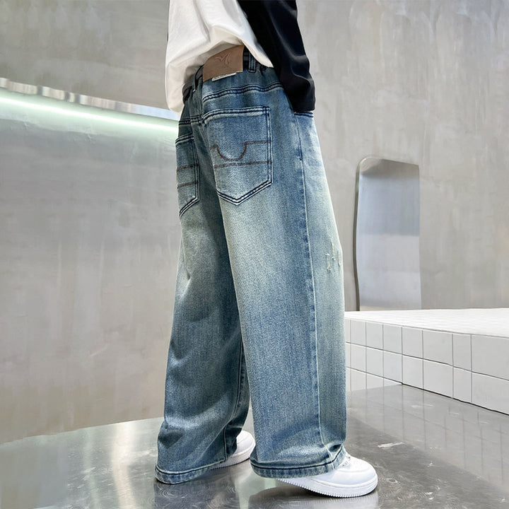 Unisex weite Denim-Hose mit lässigem Schnitt Drune