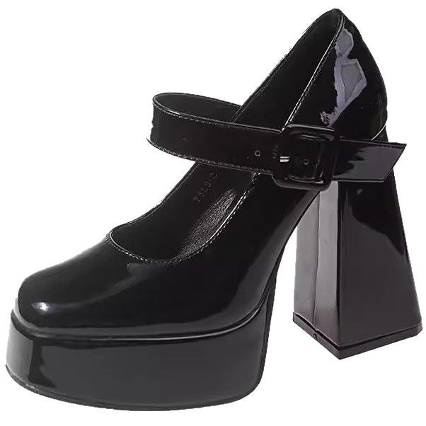 Damen Plateau‑Mary‑Jane Pumps mit Schnallenriemen und sculpted Blockabsatz Drune