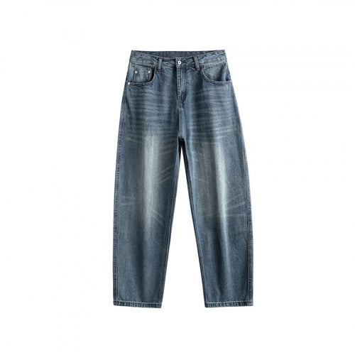 Herren Locker geschnittene Jeans mit hohem Bund und Used-Fade Drune