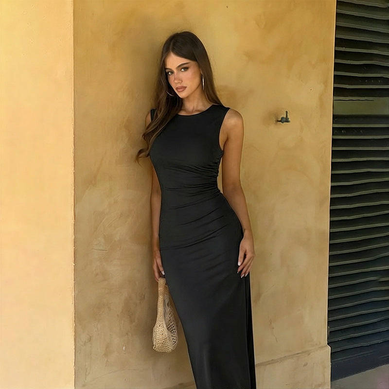 Damen figurbetontes Maxikleid mit elegantem Empire-Schnitt Drune