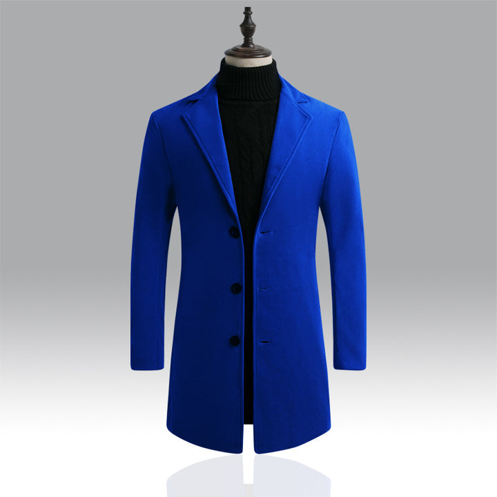 Herren Taillierter einreihiger Wollmantel mit Reverskragen und schlanker Silhouette Drune