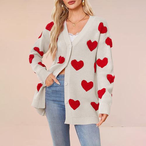 Damen Strickjacke mit Herzmuster und komfortablem Schnitt Drune