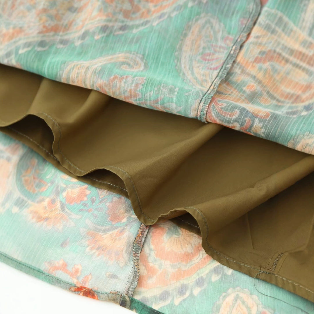 Damen Maxirock im eleganten Paisley-Muster mit elastischem Bund Drune