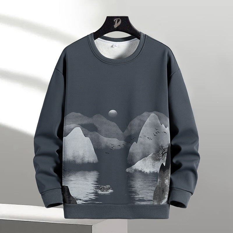 Unisex Oversize‑Sweatshirt mit Pinsel‑Print & geripptem Saum Drune