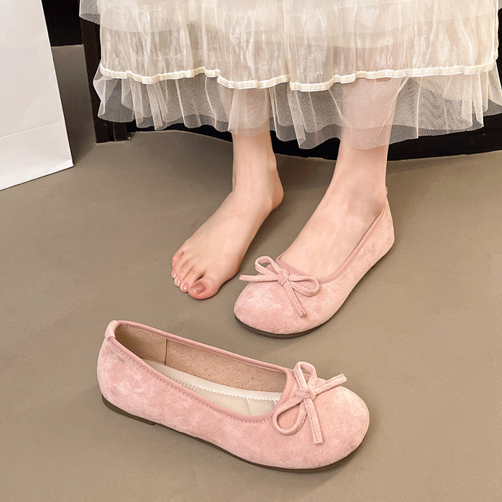 Damen elegante Ballerinas mit zierlichem Schleifendetail Drune
