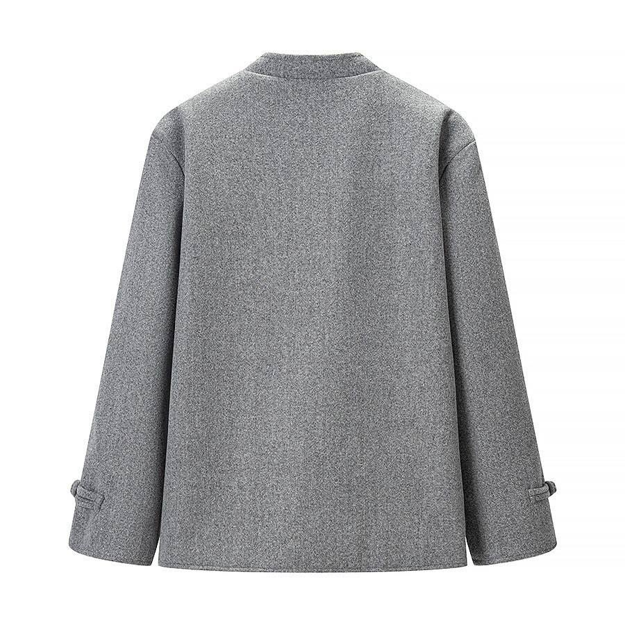 Damen Kurzer Wollmantel mit Knebelverschlüssen und Oversized-Schnitt Drune