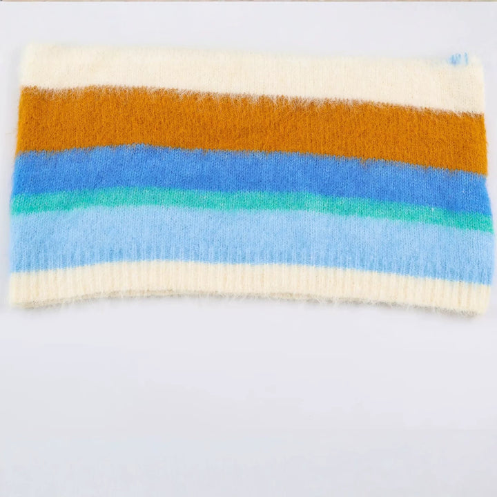 Damen Oversize Mohair‑Look Streifenpullover mit Rundhalsausschnitt Drune