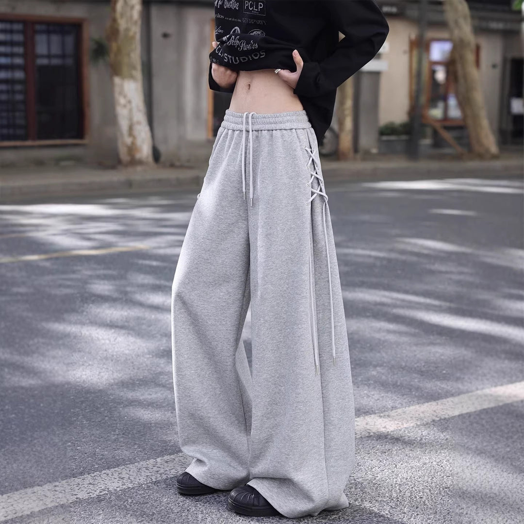 Damen Weitgeschnittene Freizeithose mit Schnürdetails Drune