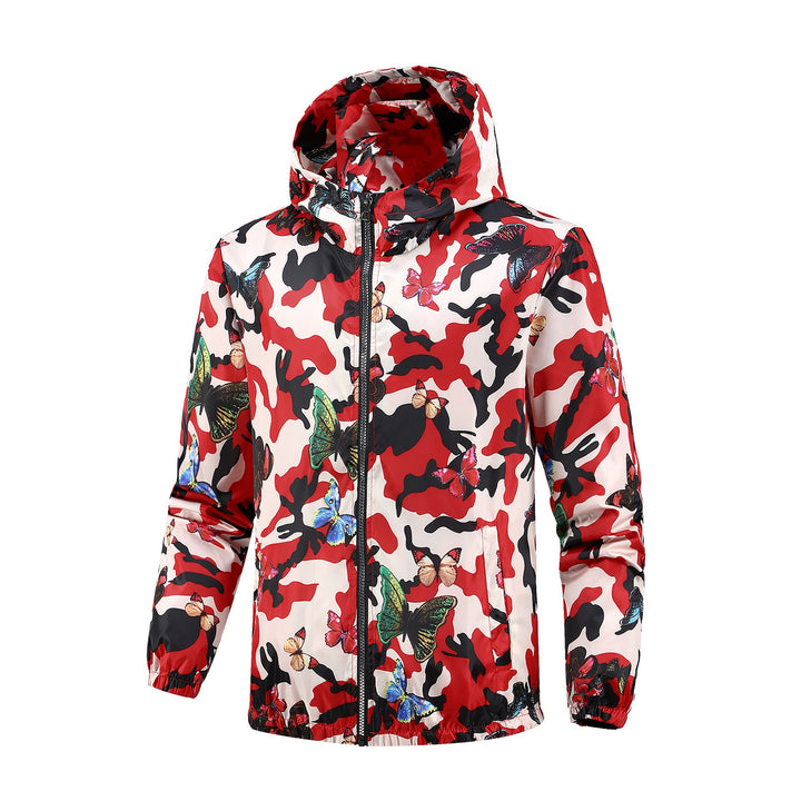 Damen Leichte Camo-Jacke mit buntem Schmetterlingsdruck Drune