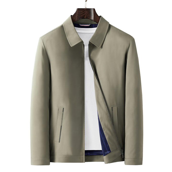 Herren Minimalistische leichte Übergangsjacke mit Hemdkragen, verdecktem Reißverschluss & seitlichen Reißverschlusstaschen Drune
