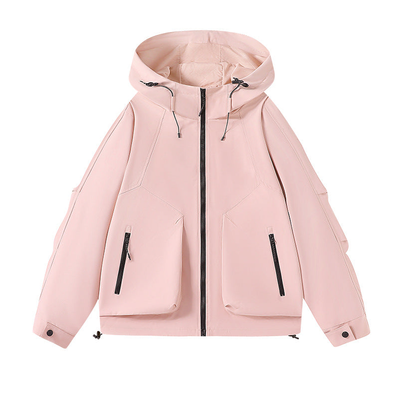 Herren technische Softshell-Kapuzenjacke mit wasserabweisender Membran, großen Fronttaschen und verstellbarem Kordelzug Drune