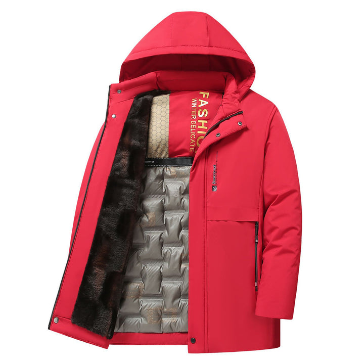 Herren Warm gefütterte Steppjacke mit Kapuze Drune