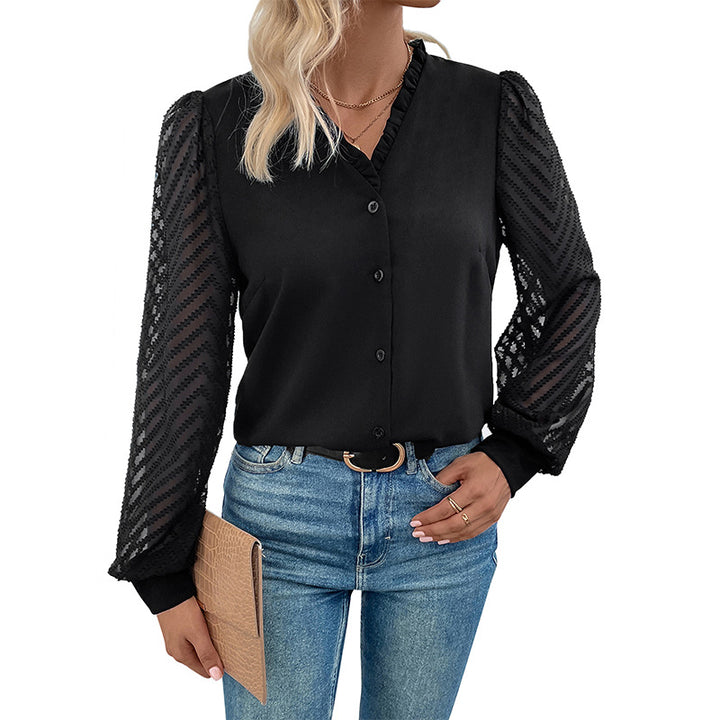 Damen Elegante V-Ausschnitt-Bluse Drune