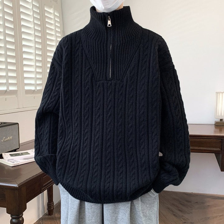 Damen Grobstrickpullover mit Stehkragen Drune