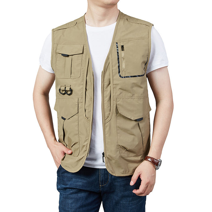 Herren Fotografie- und Outdoor-Utility-Weste mit multifunktionalen Taschen und D-Ring-Befestigungen Drune