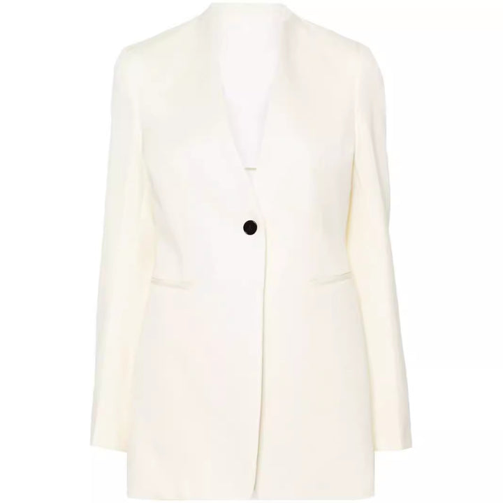 Damen Elegantes Einreihiges Longblazer-Set mit weiter Palazzo-Hose Drune