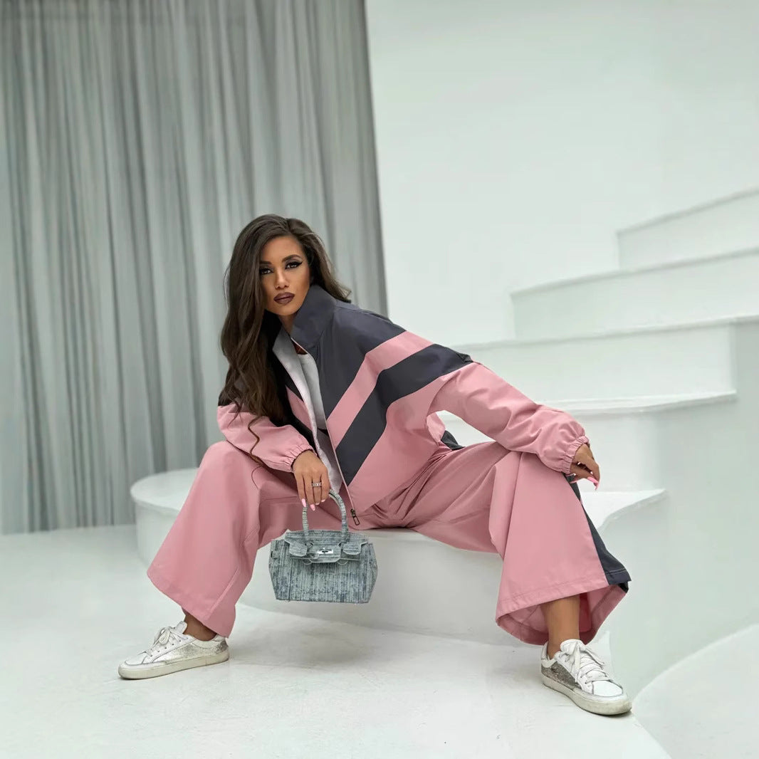 Damen Sportliche Jacke und weite Hose im modernen Design mit grafischen Details Drune