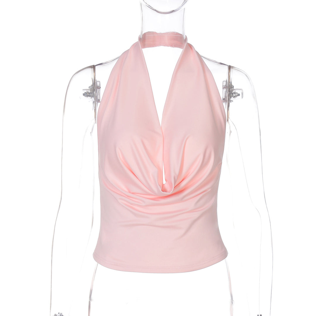 Damen Elegantes Hochgeschlossenes Oberteil mit Drapierung Drune
