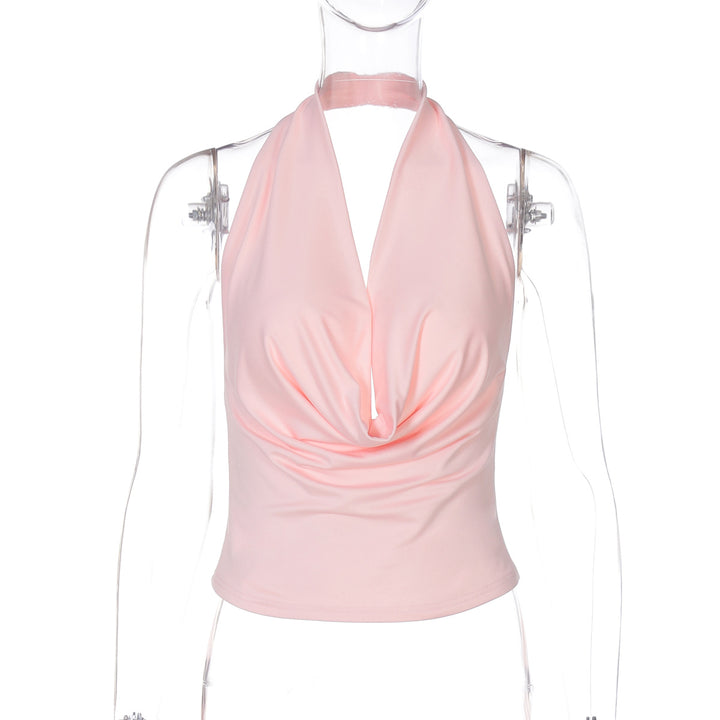 Damen Elegantes Hochgeschlossenes Oberteil mit Drapierung Drune