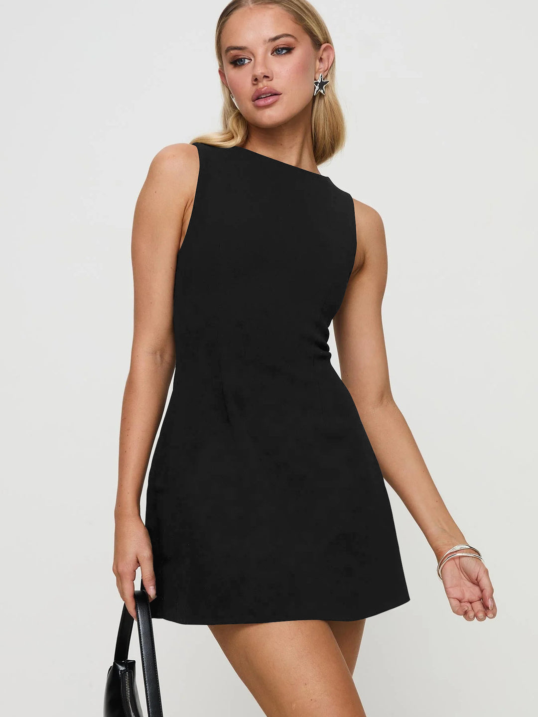 Damen schickes A-Linien-Kleid mit elegantem U-Ausschnitt Drune