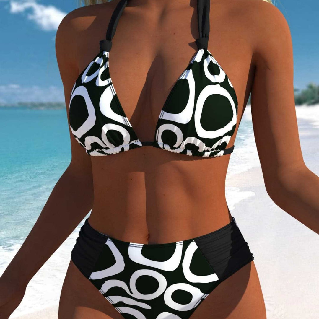 Damen Bikini-Set mit modernem grafischen Muster und hohem Schnitt Drune