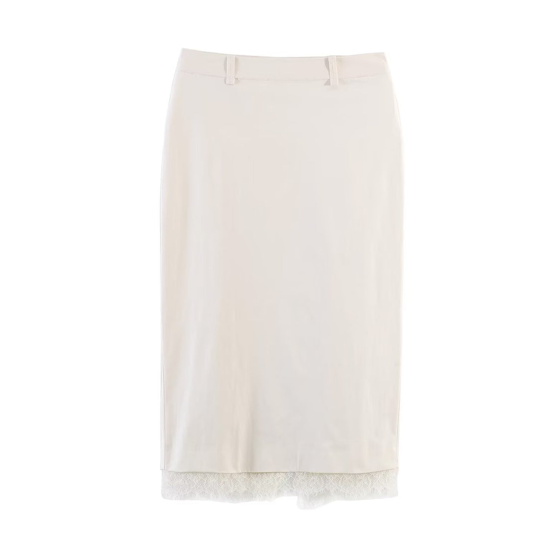 Damen Bleistiftrock mit feiner Spitze und elegantem Bund Drune