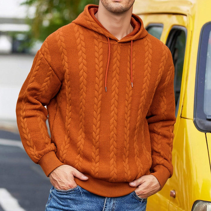 Herren Kapuzenpullover mit erhabenem Flechtrelief und weichem Innenfutter Drune