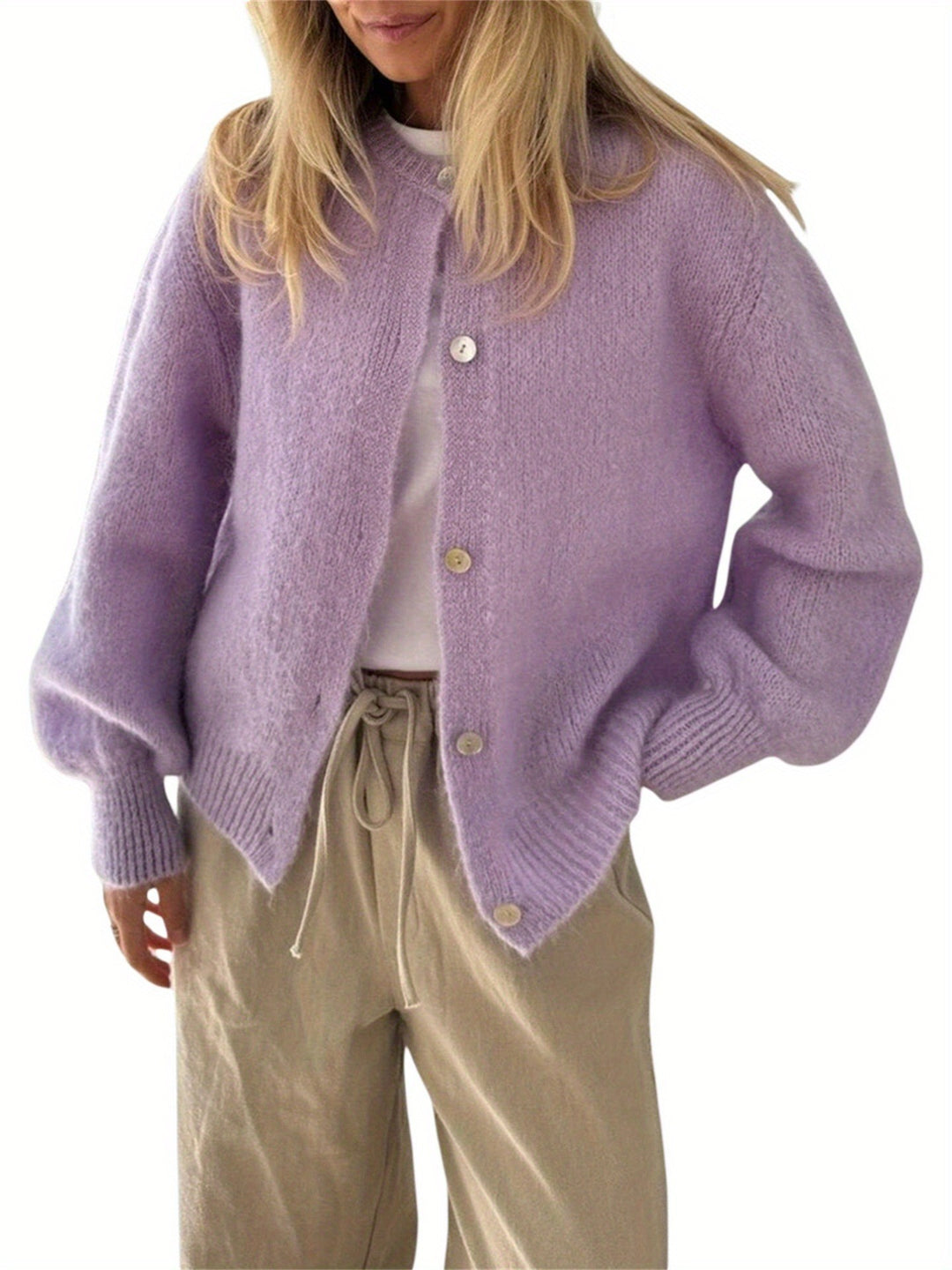 Drune | Damen Cashmere Cardigan mit Rundhalsausschnitt und Knopfverschluss