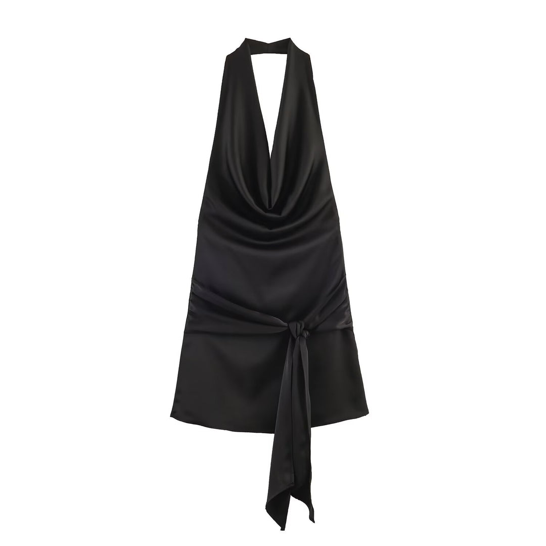 Damen Haltertop mit elegantem Wickelverschluss und fließendem Satinfinish Drune