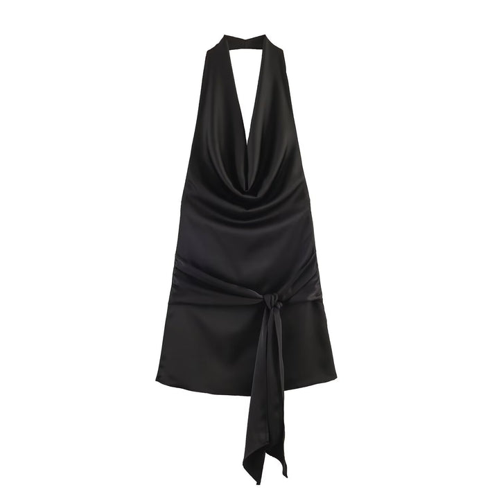 Damen Haltertop mit elegantem Wickelverschluss und fließendem Satinfinish Drune