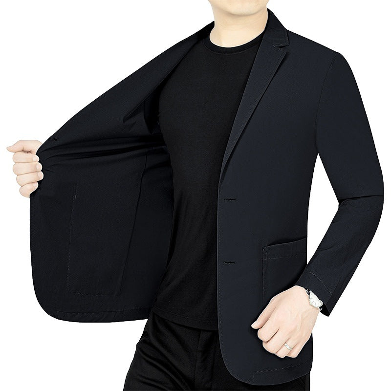 Herren legerer elastischer Sommerblazer mit dreiviertelärmeln und schlanker Passform Drune
