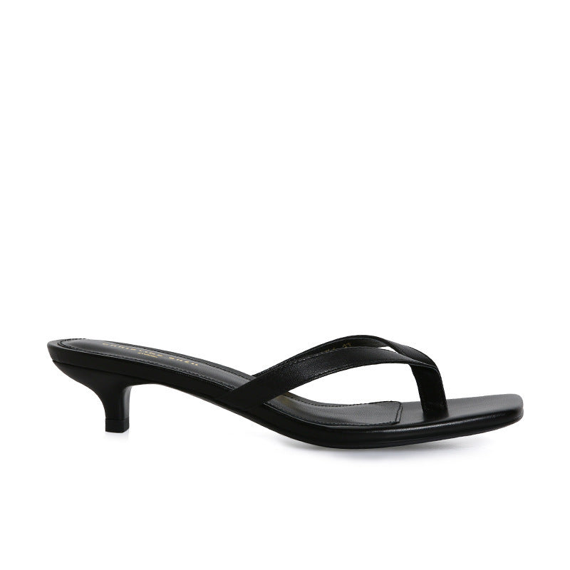 Damenschuhe Elegante Niedrige Blockabsatz Rutschen Sandalen Drune